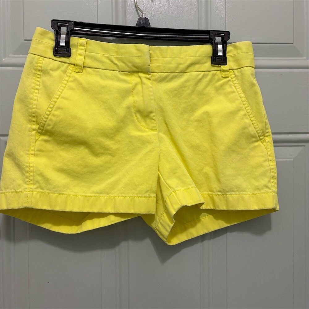 J.Crew Chino Shorts Womens Size 2 Bright Yellow Flat Front Pockets